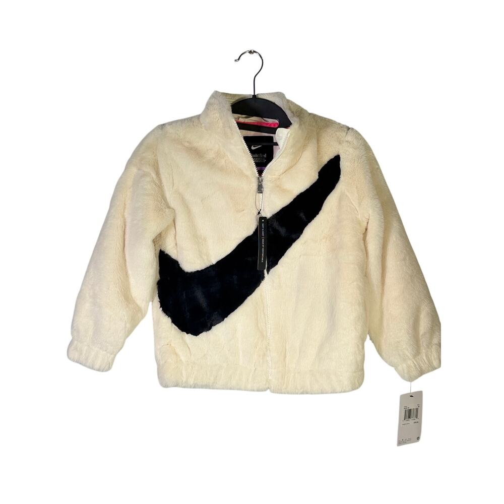 Nike Girls Faux Fur Colorblock Jacket Size 6X/7 - Picture 3 of 10